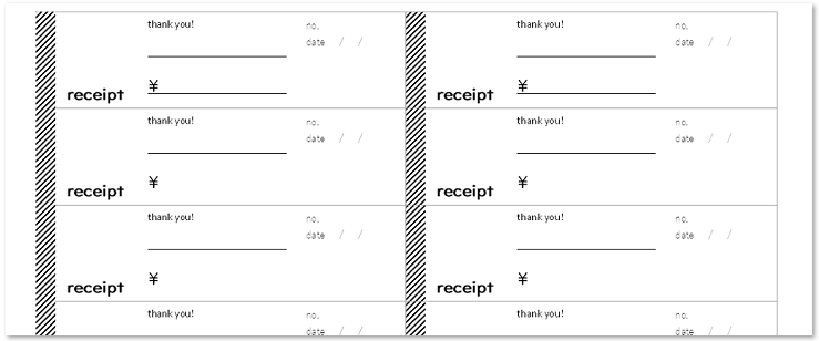 かわいい おしゃれ シンプルなa4 10分割の領収書の無料テンプレート