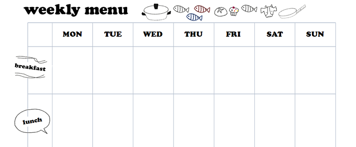 かわいい！一週間のレシピ・献立表（エクセル・ワード）無料テンプレート