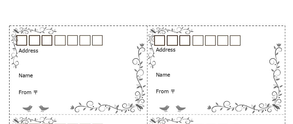簡単！ Excel･word等でデザイン入り宛名ラベルを作成＆印刷できる無料テンプレート！モノクロイラストで小鳥がかわいい♪